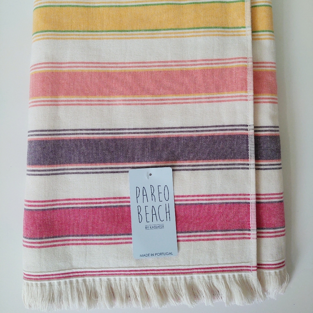 🎁Kassatex Cotton Fouta Throw / Beach Towel -MXP Multi-NEW WITH DETACHED TAG